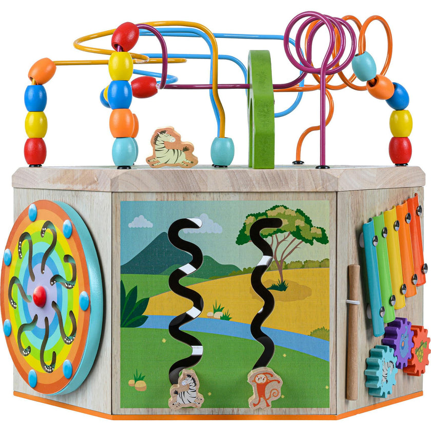 Preschool Play Lab Large Wooden Activity Learning 7-side Cube