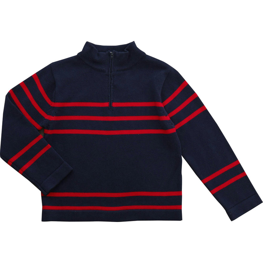 Cotton Half Zip Sweater, Stripes