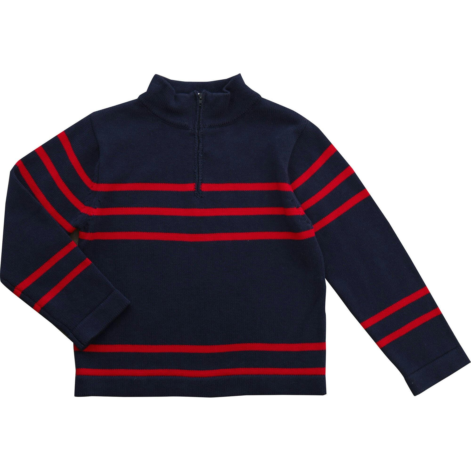 Cotton Half Zip Sweater, Stripes