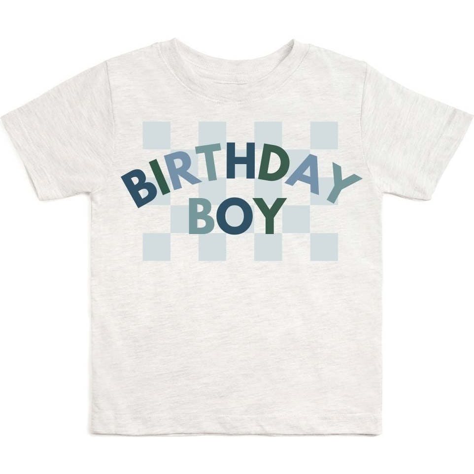 Birthday Boy Checker Short Sleeve T-Shirt - Ash
