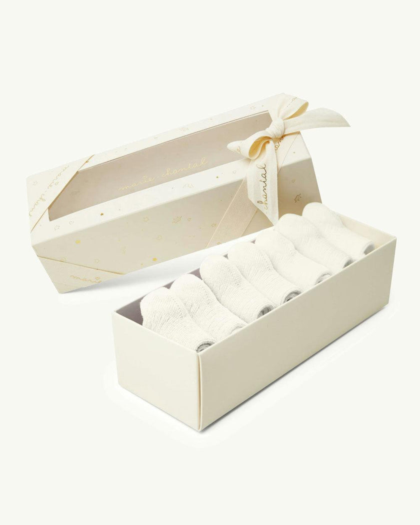 Bijou Set Of 7 Socks - Cream