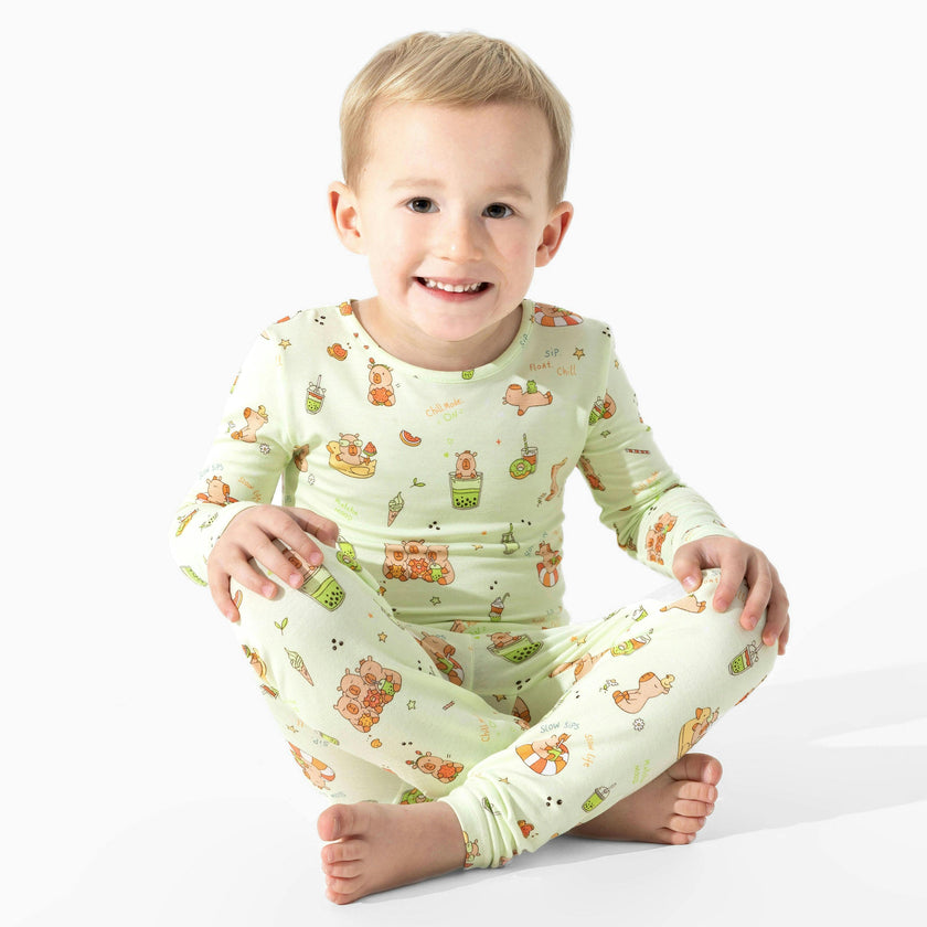 Capybara Boba Bamboo Kids Pajamas