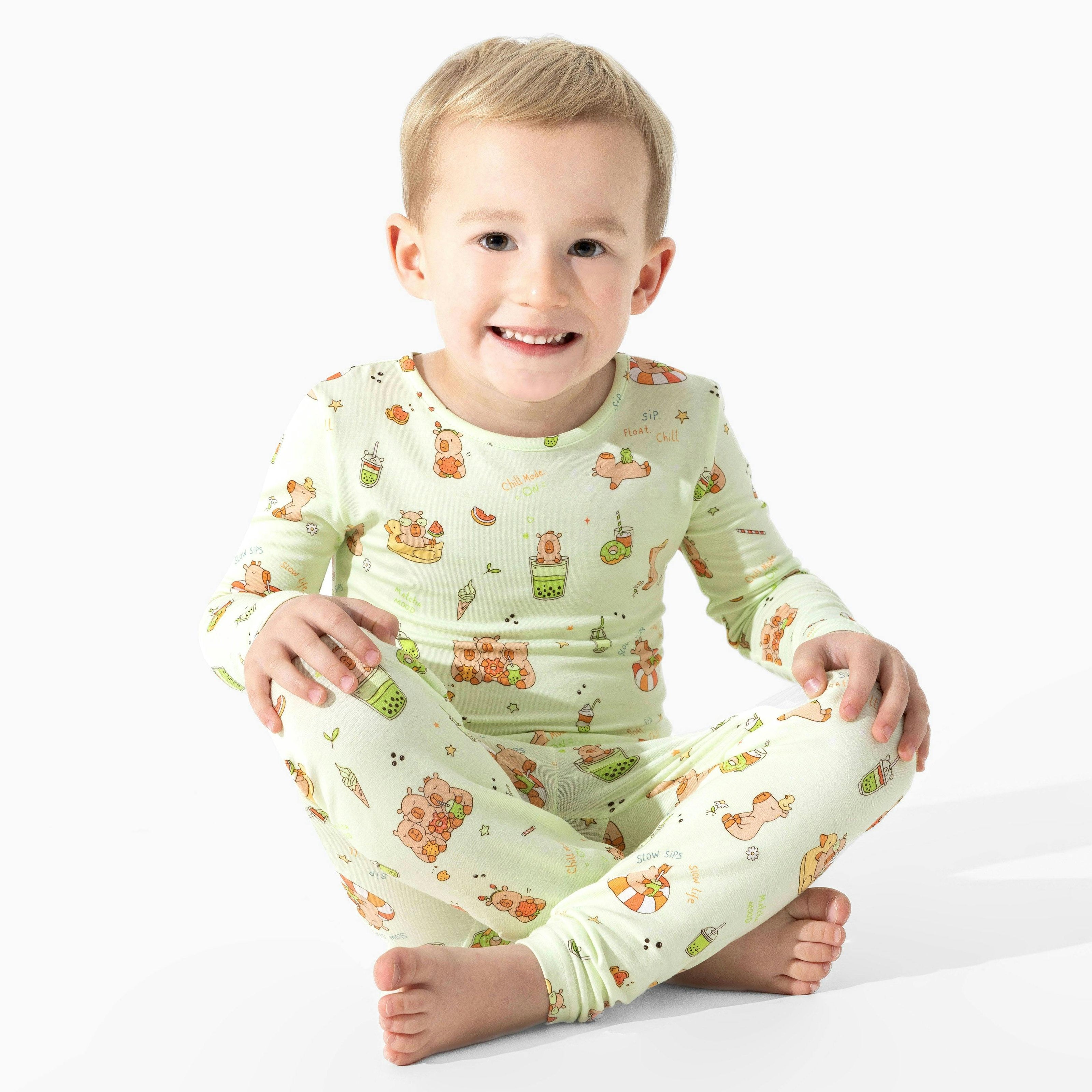 Capybara Boba Bamboo Kids Pajamas