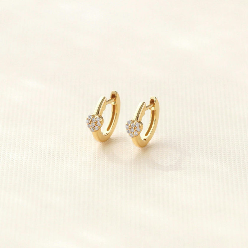 Heart Crystal Huggie Hoop Earrings