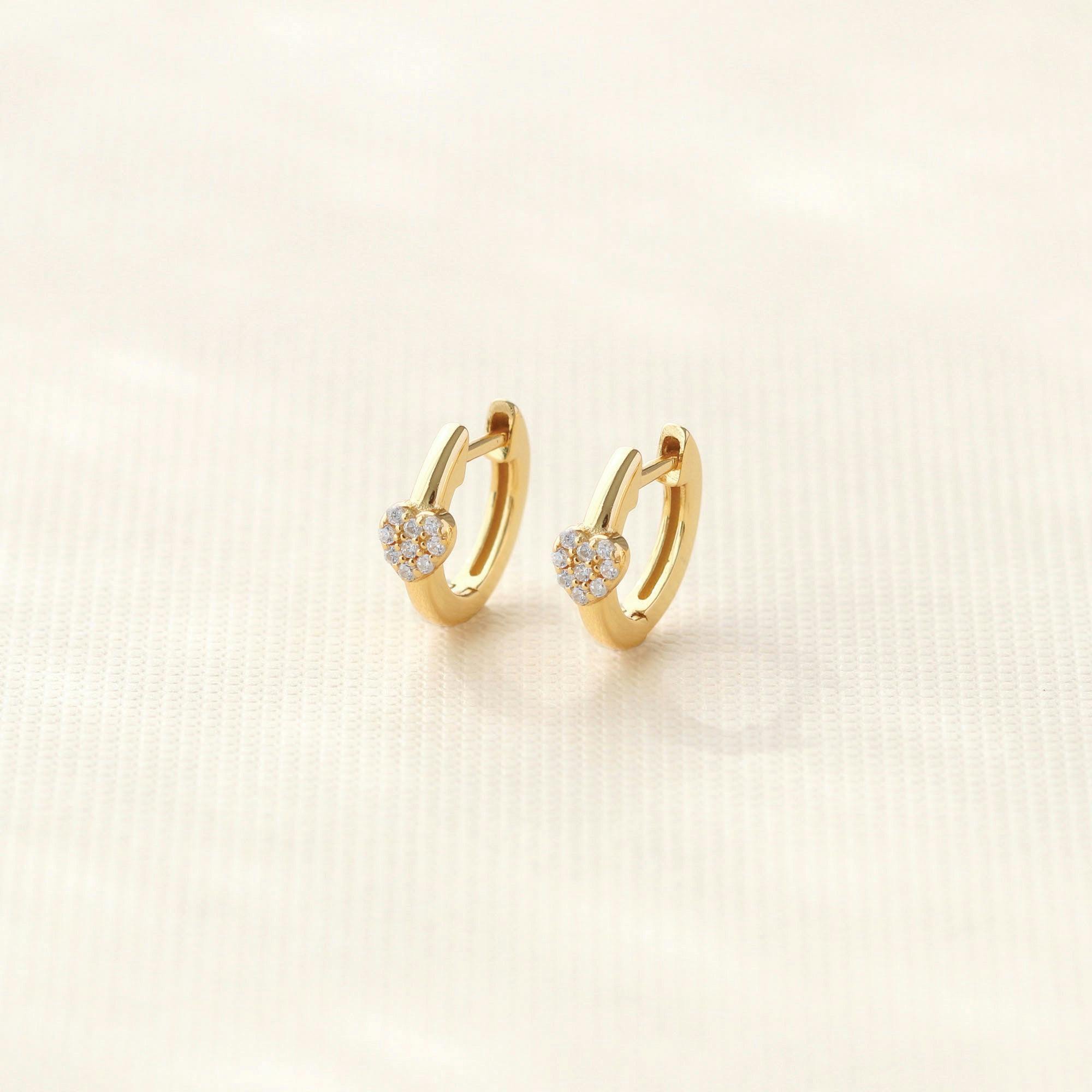 Heart Crystal Huggie Hoop Earrings