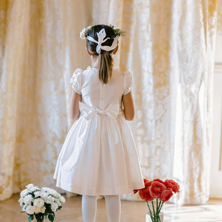 Colombe White Silk Ceremony Girl Dress