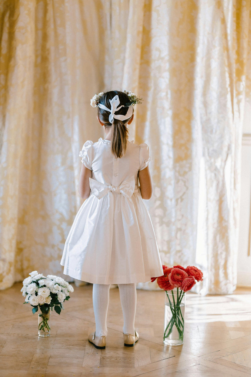 Colombe White Silk Ceremony Girl Dress