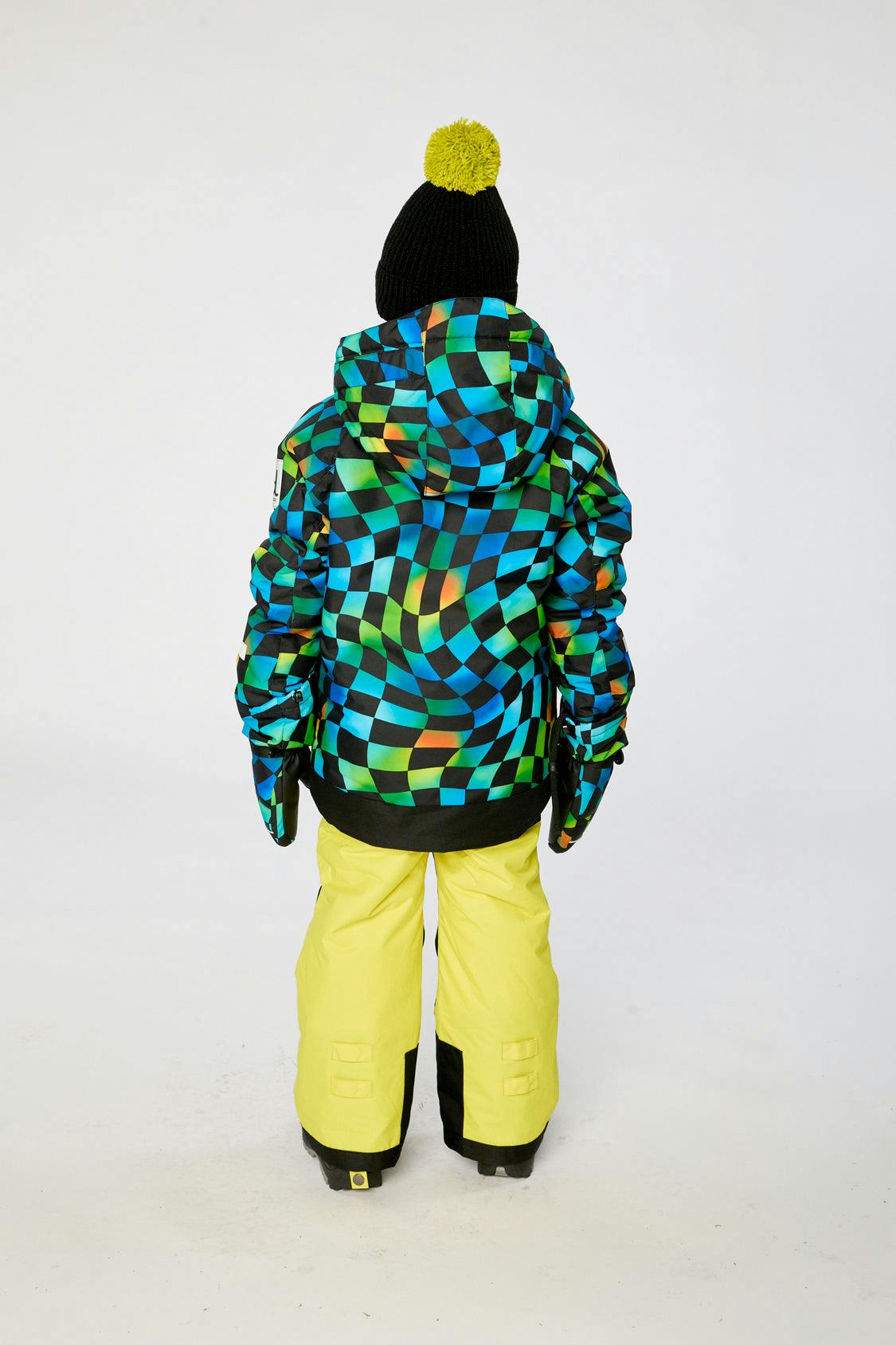 Two Piece Play Snowsuit Green Yellow And Blue Checkerboard With Yellow Pants