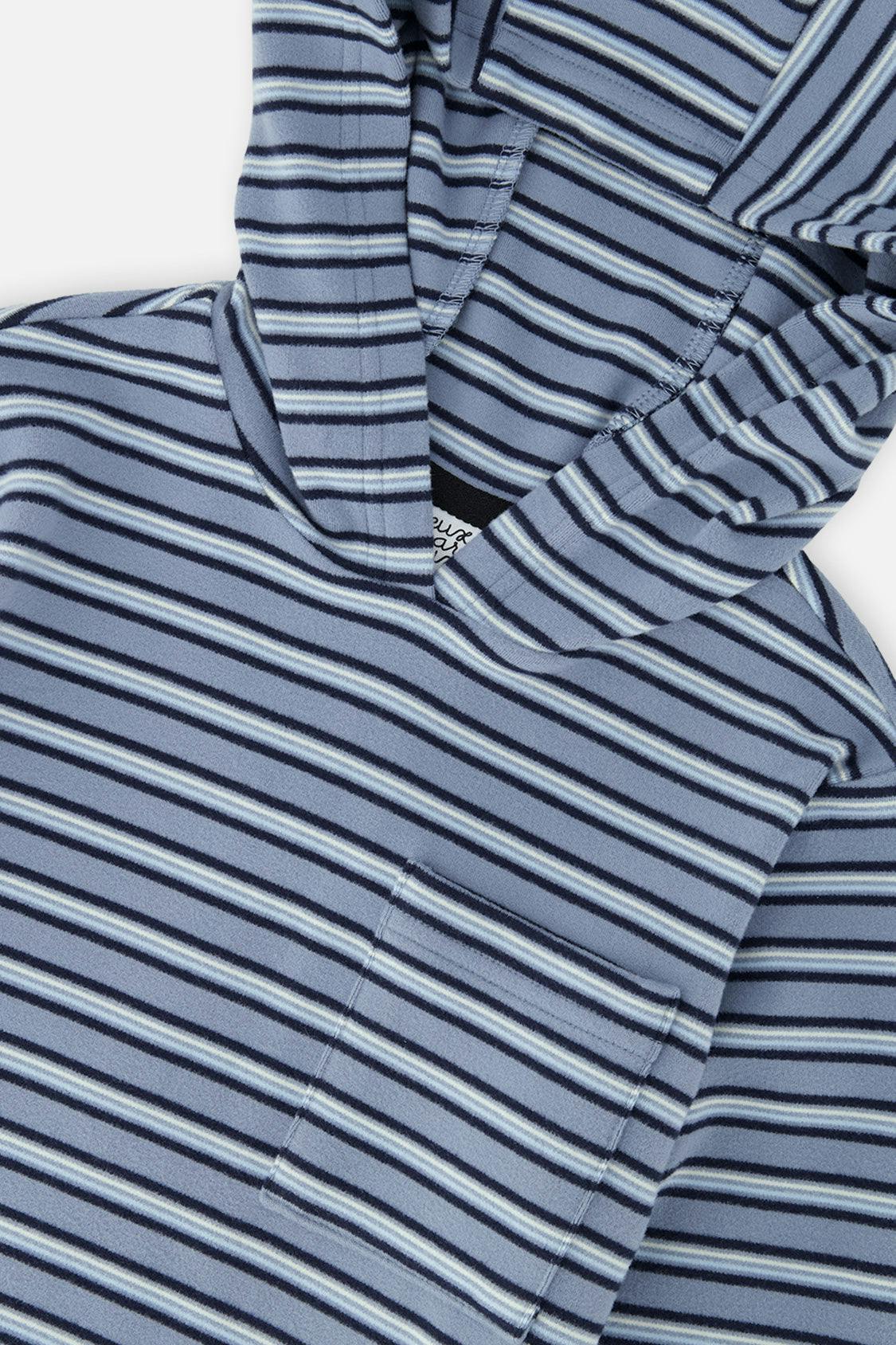 Striped Brushed Jersey Hooded T-Shirt Blue And White