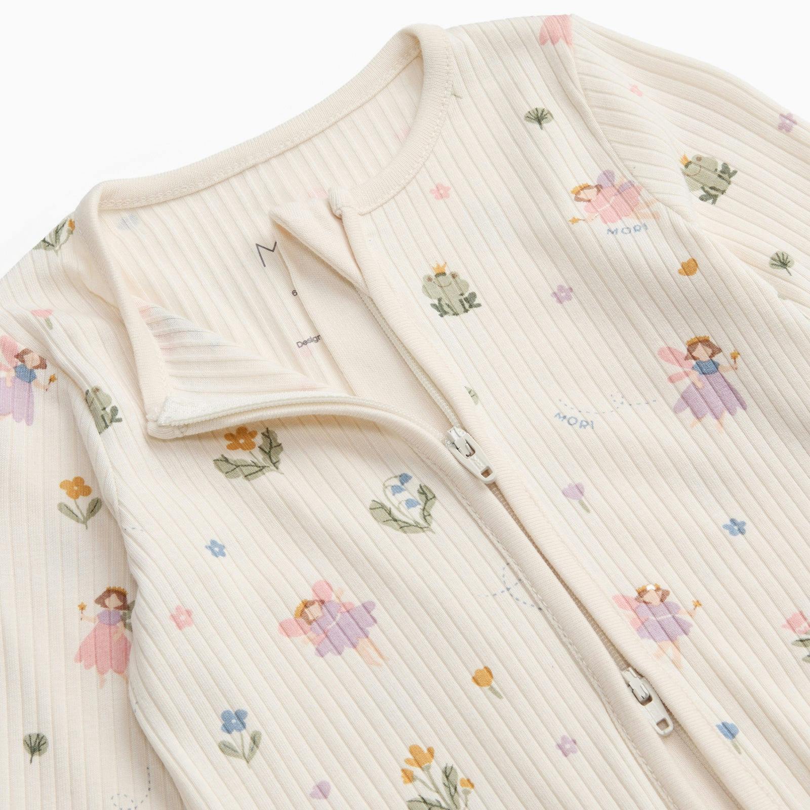 Fairy Garden Ribbed Clever Zip Baby Pajamas