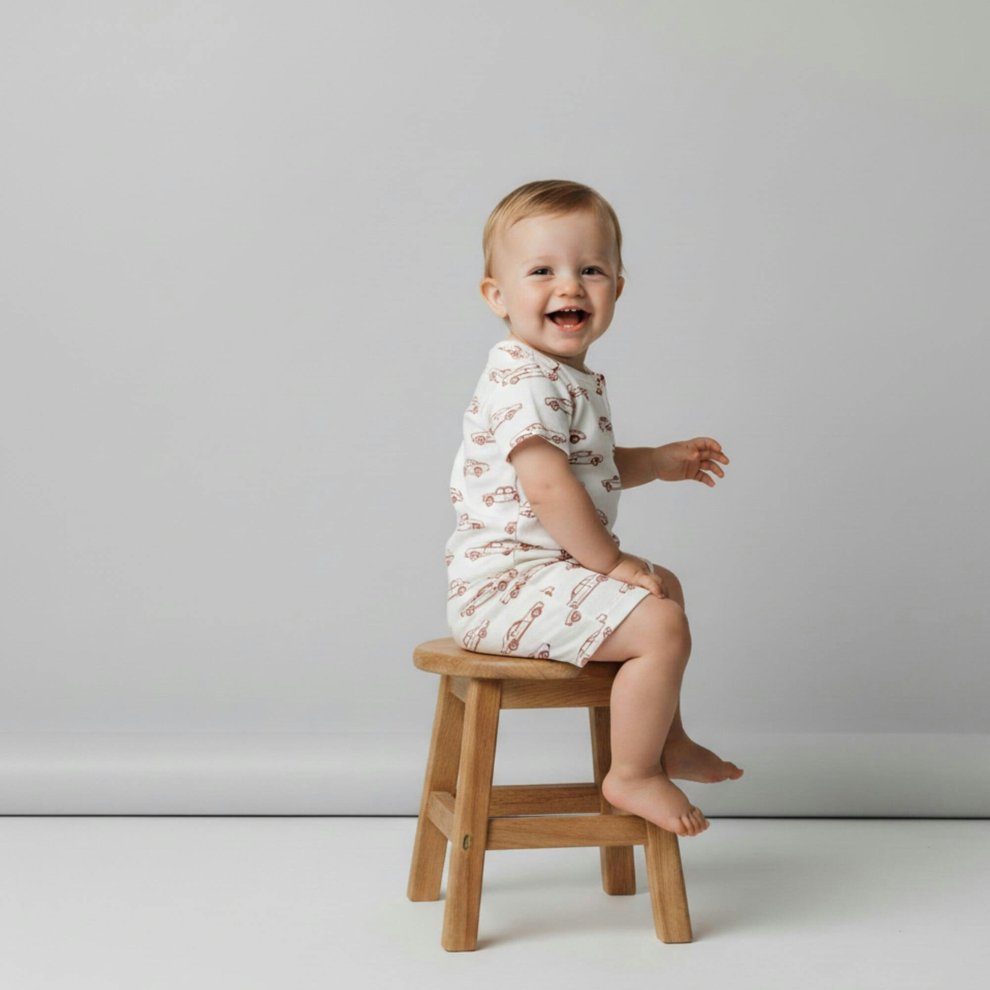 Organic Short Zip Romper - Cars