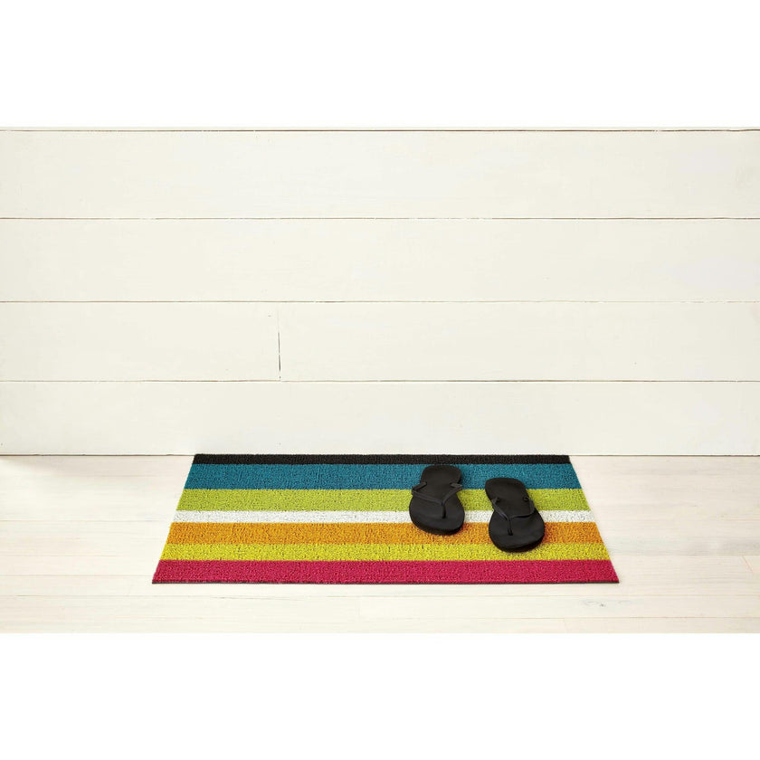 Bold Stripe Shag Floor Mat, Multi