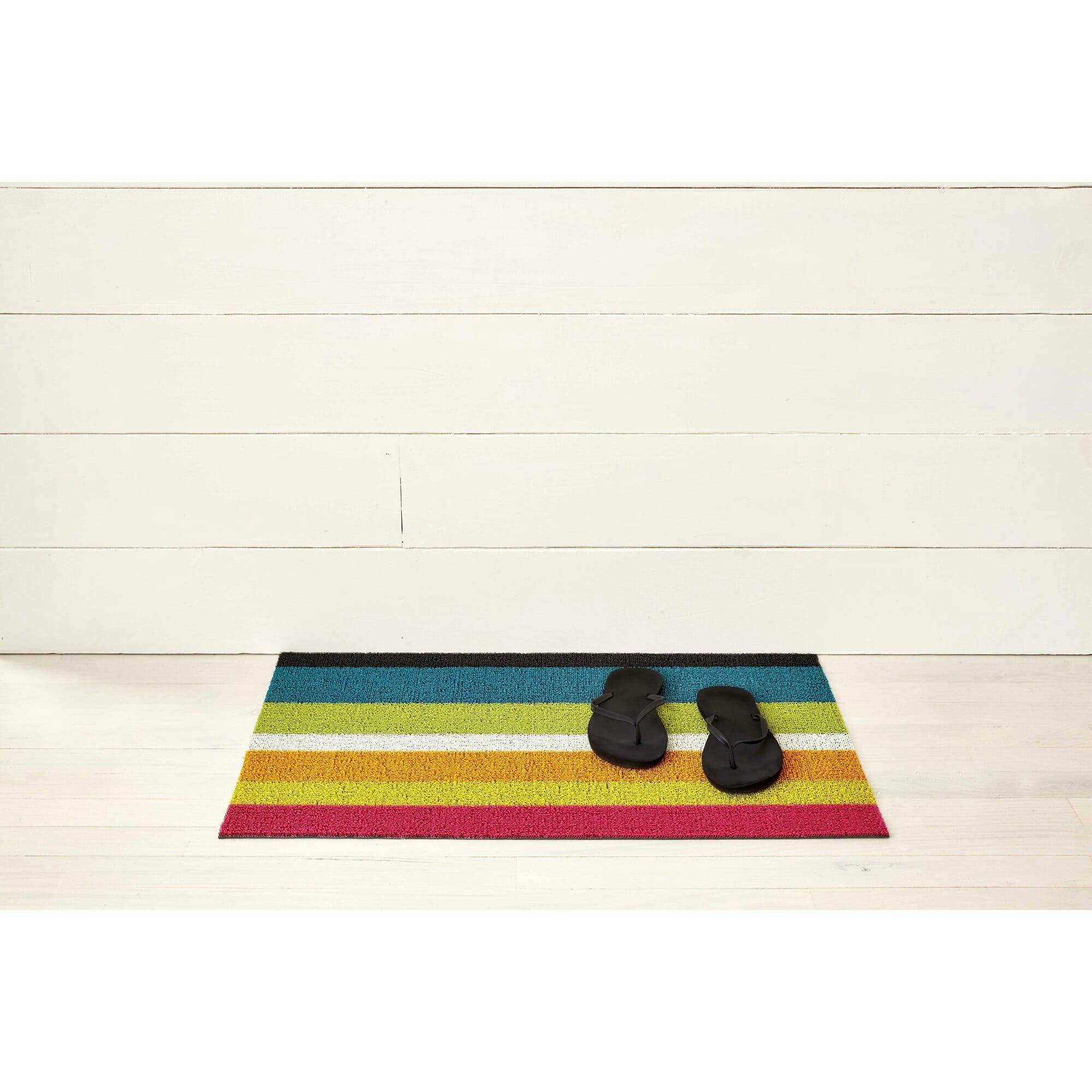 Bold Stripe Shag Floor Mat, Multi