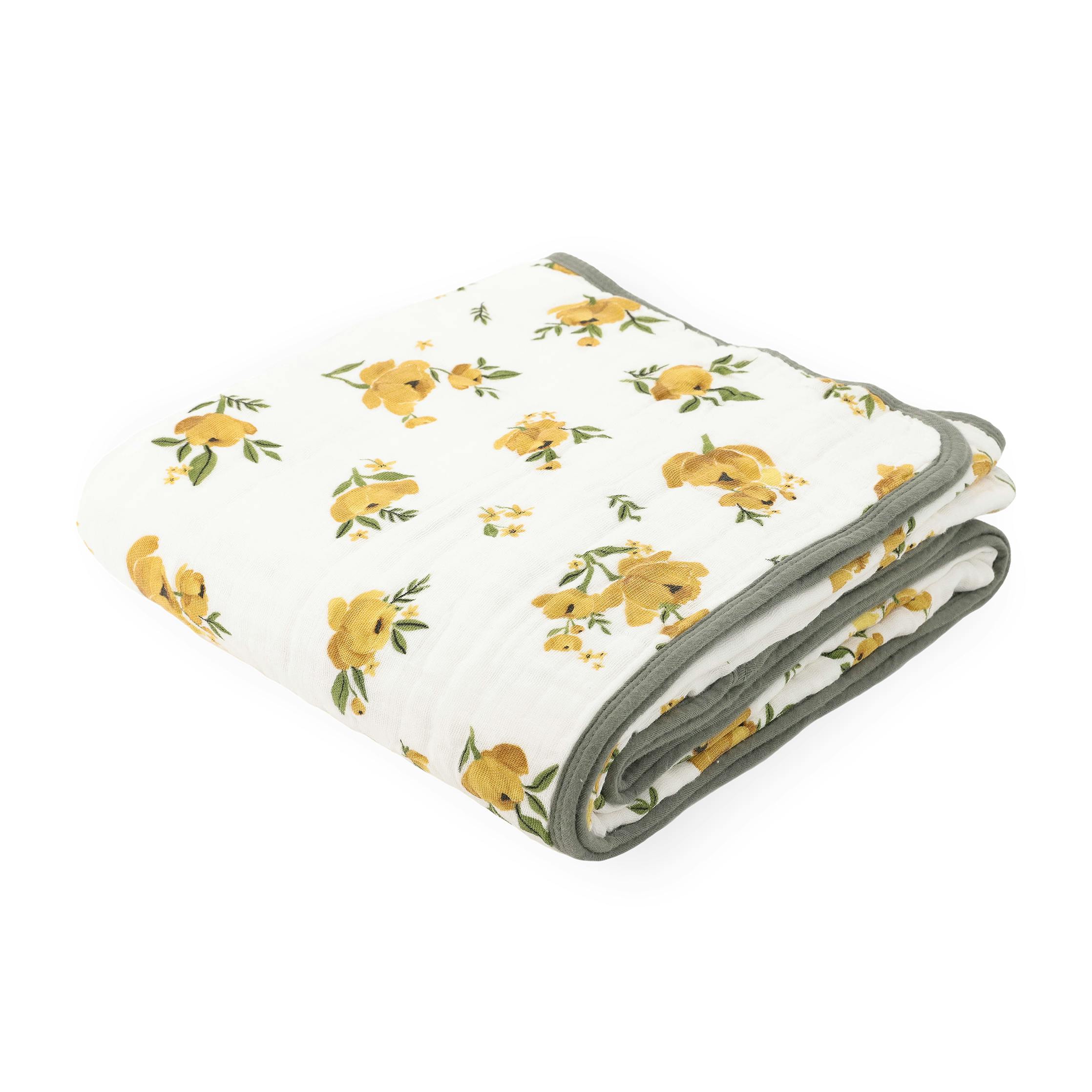 Original Organic Cotton Muslin Quilt - Yellow Roses