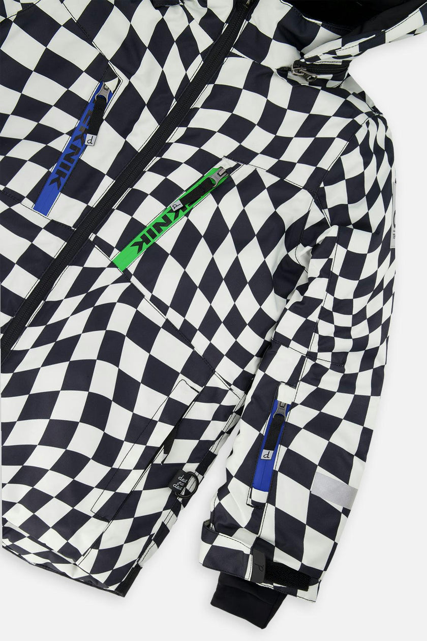 Two Piece Teknik Snowsuit White Checkered Print