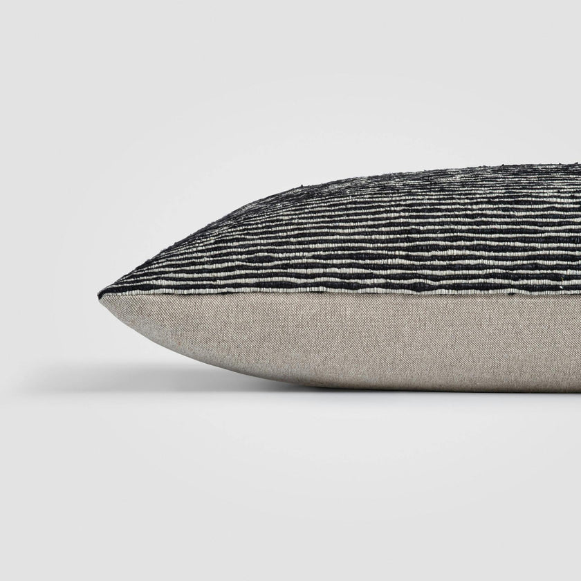 Geo Stripe Black & White Geometric Lumbar Pillow