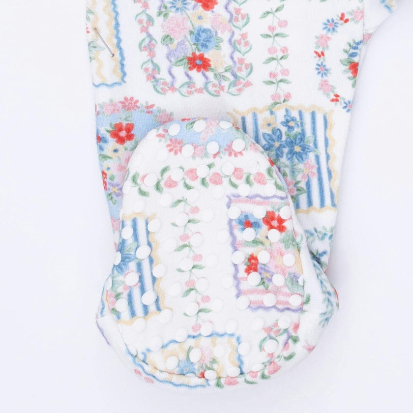 Julep's Floral Patchwork - 2 Way Ruffle Back Zipper Footie