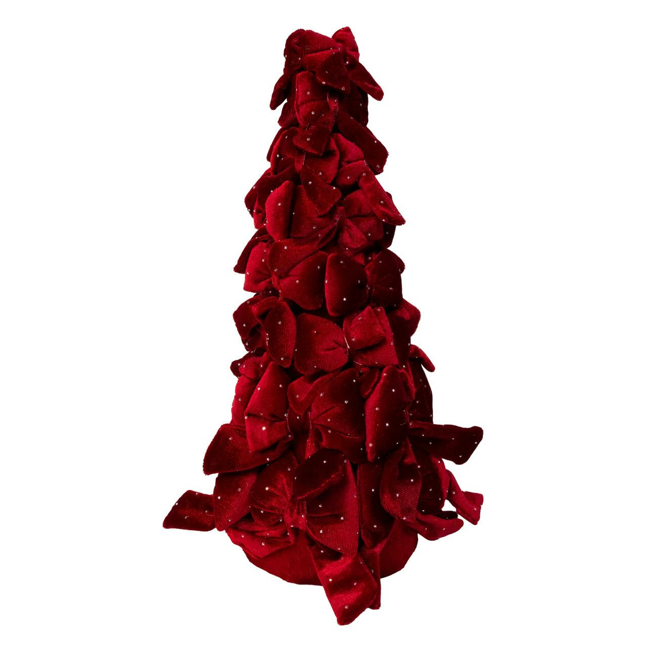 Kurt Adler 15.75-Inch Burgundy Bow Tree With Diamond Gemstones