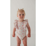 Baby Girl Ruffle Sleeve Cross Back Swimsuit