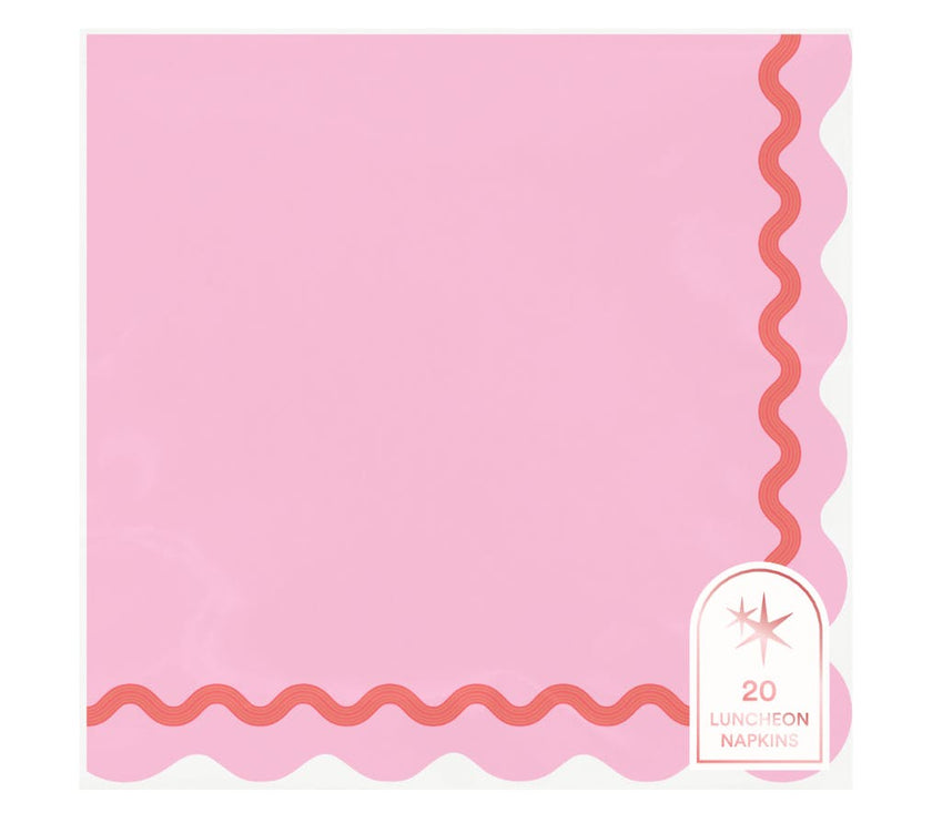 Packed Party Rainbow Ric Rac Assorted Lunch Napkins 20ct - Multicolor Ric Rac Detail 3-Ply Napkins in 5 Bold Color Combinations