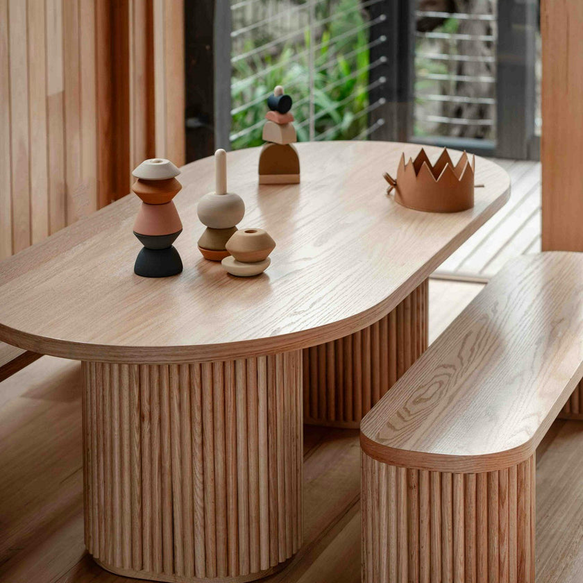 Fluted Oval Kids Table – Solid European Oak Activity Table