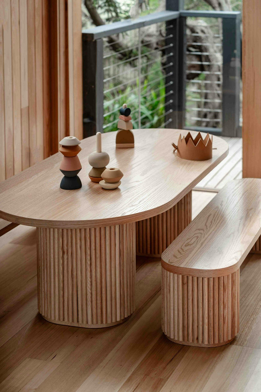 Fluted Oval Kids Table – Solid European Oak Activity Table