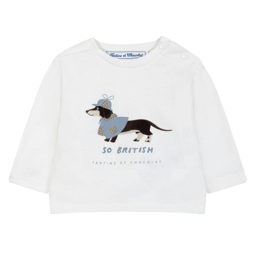 TARTINE ET CHOCOLAT British Pup Baby T-shirt - Nacre