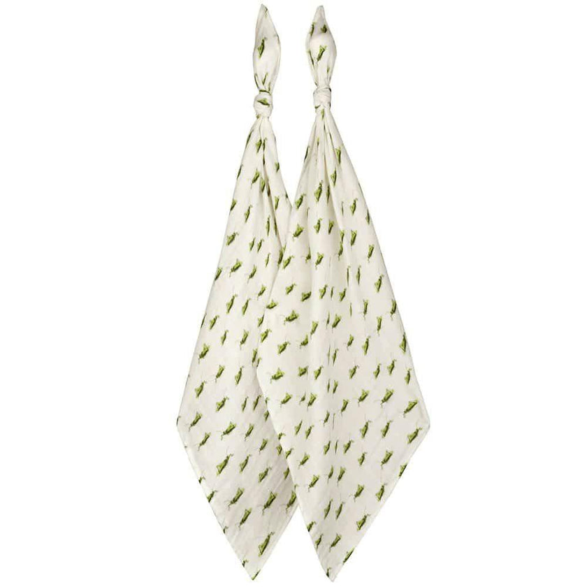 Grasshopper Organic Cotton Muslin Two-Piece Burp Cloth Set