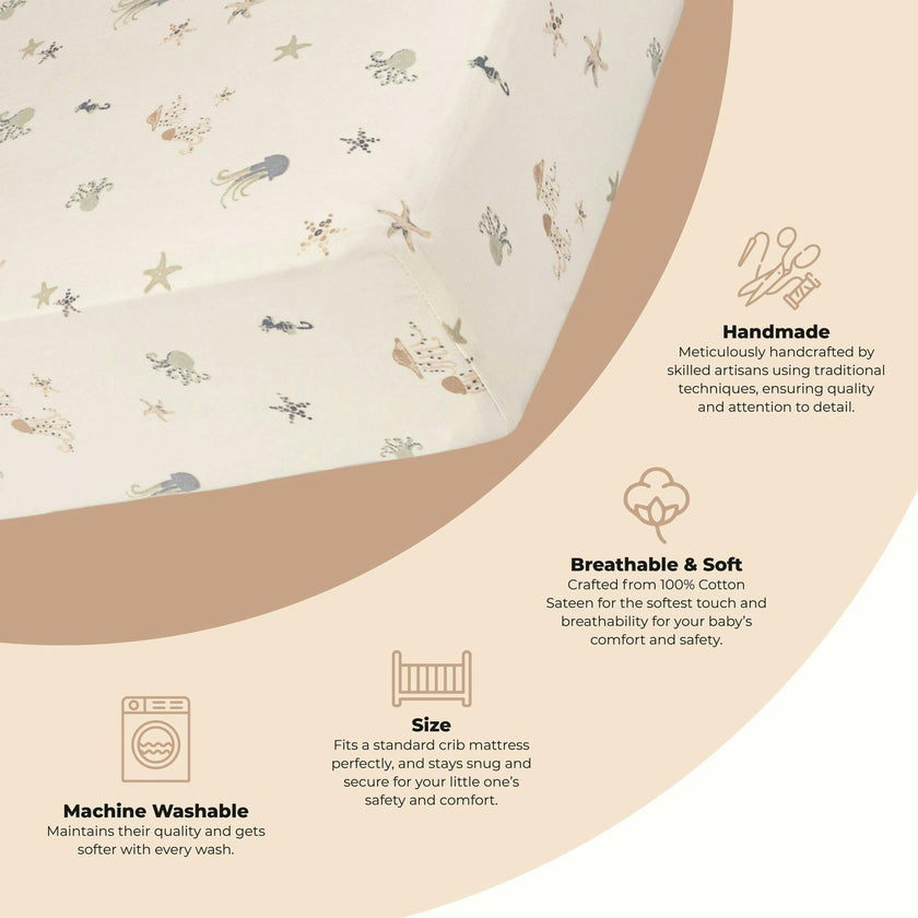 Cove Sea Life Cotton Fitted Crib Sheet