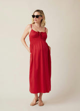 Sleeveless Lyocell Maternity Nursing Midi Dress