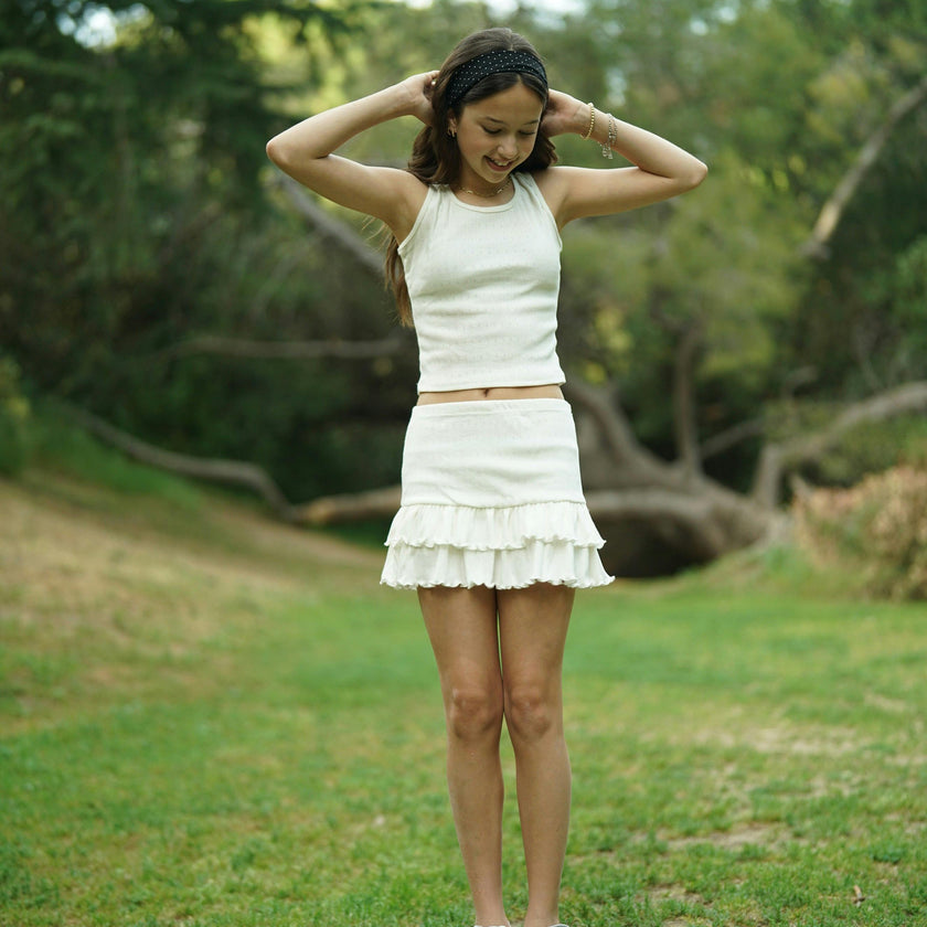 Girls Pointelle Ruffle Skirt