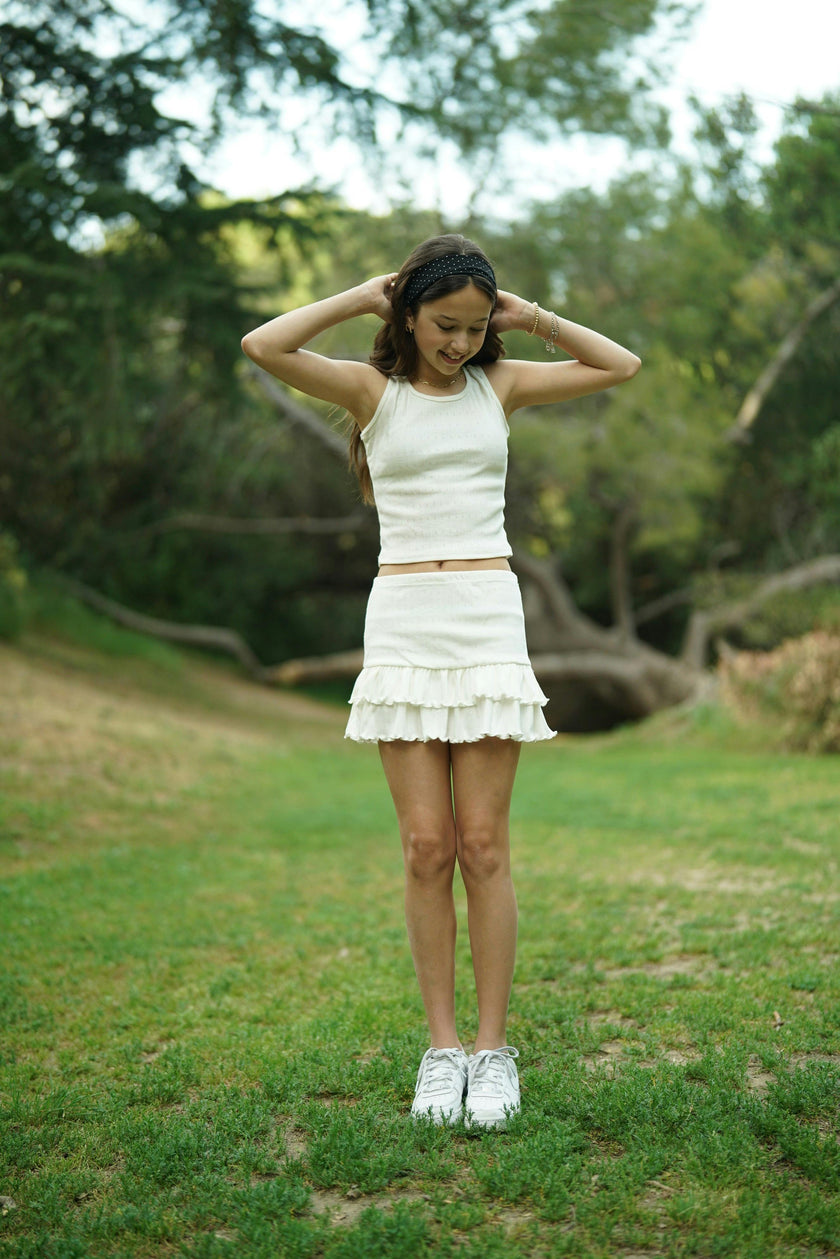 Girls Pointelle Ruffle Skirt