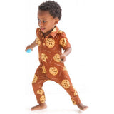 Chocolate Chip Cookies Short Sleeve Collared Romper