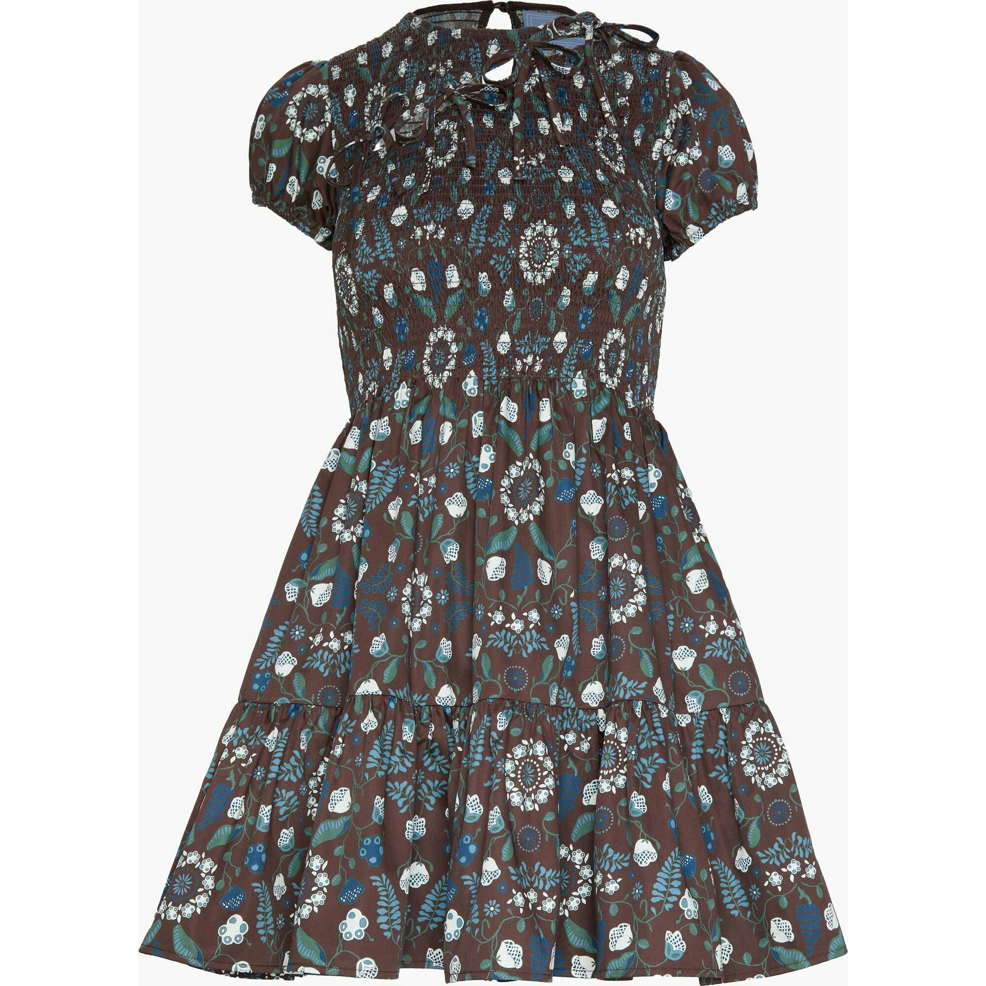 The Gia Mini Nap Dress - Chocolate Swedish Floral