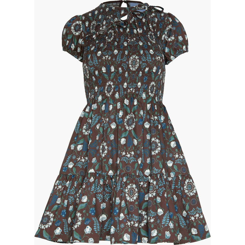 The Gia Mini Nap Dress - Chocolate Swedish Floral