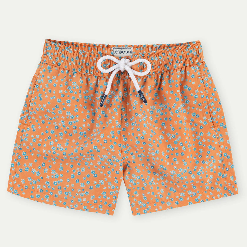 Orange Flowers Boys' Swim Shorts