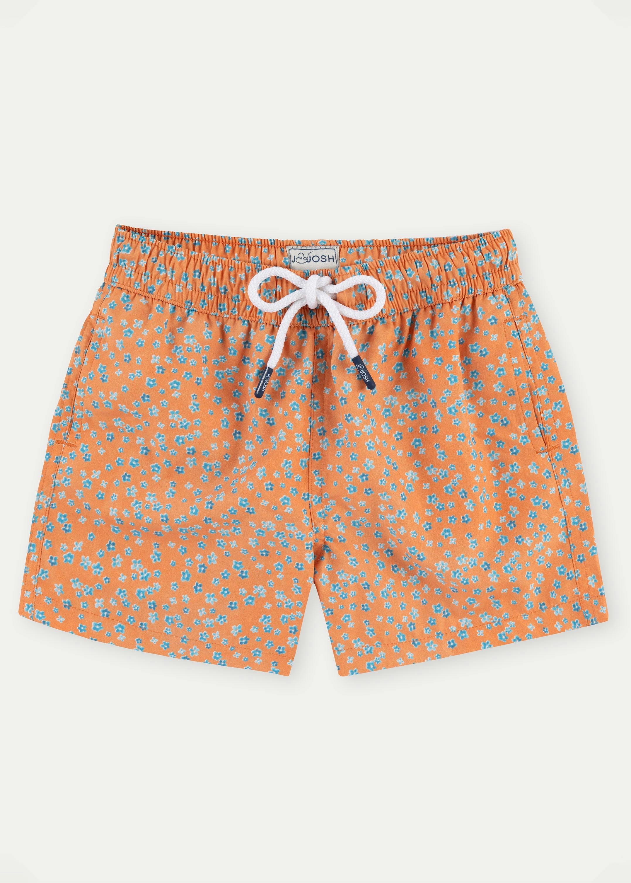 Orange Flowers Boys' Swim Shorts