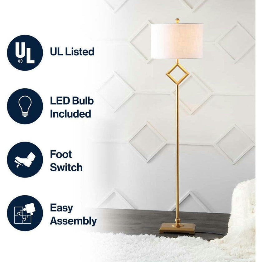 Juno 62.5" Transitional Glam Metal LED Floor Lamp