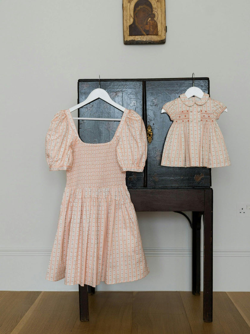 Pink Floral Stripe Arcadia Baby Girl Hand-Smocked Set