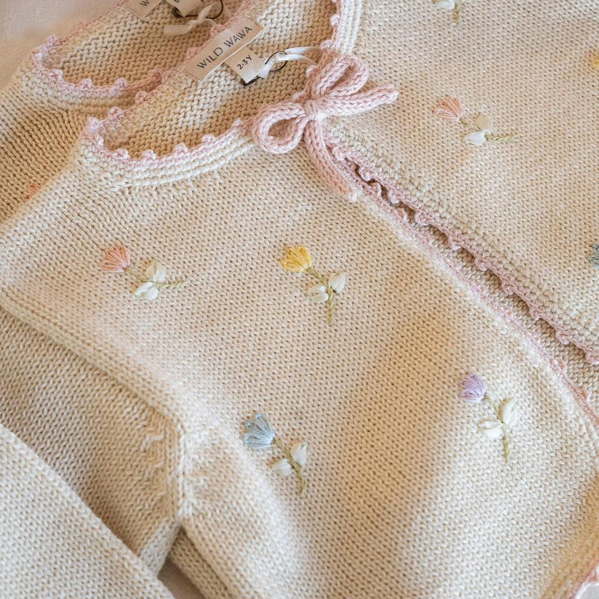Embroidered Bolero in Pink/Natural