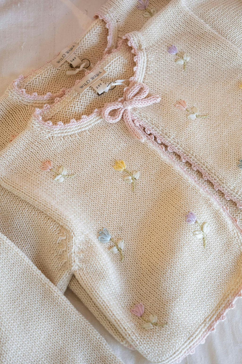 Embroidered Bolero in Pink/Natural