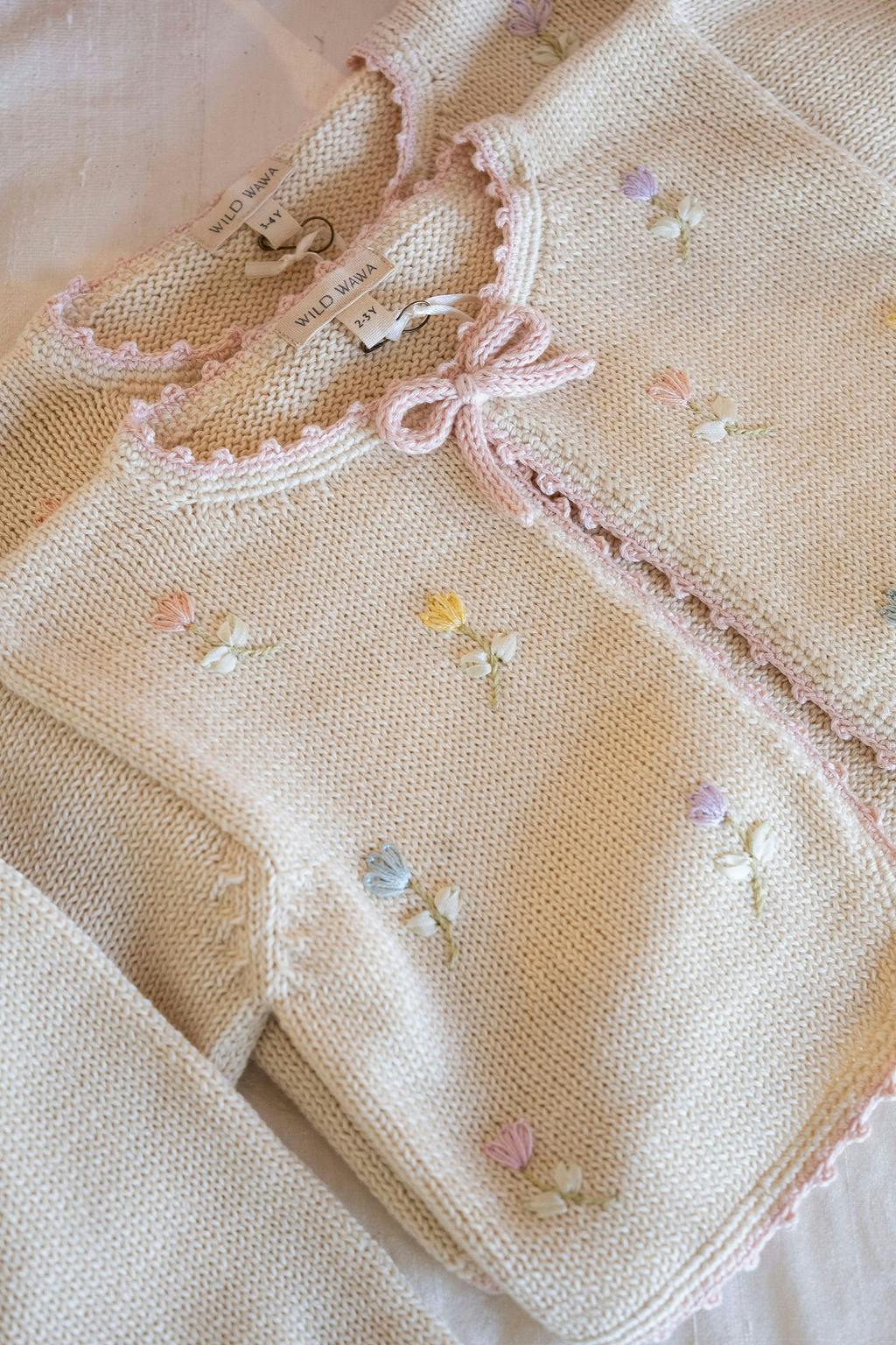 Embroidered Bolero in Pink/Natural