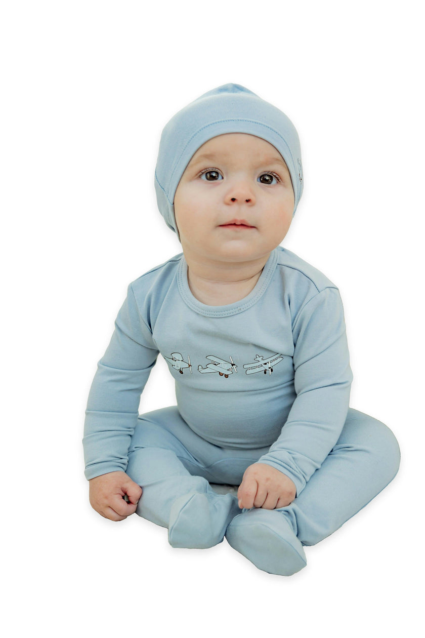 Balerina Plane Print Onesie with Hat