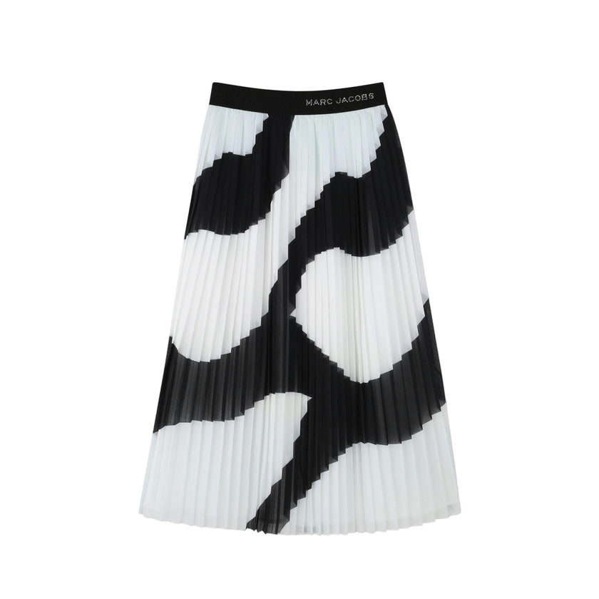 Girls Black & Ivory Zebra Pleated Skirt