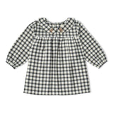 Organic Peter Pan Collar Dress - Charcoal Plaid