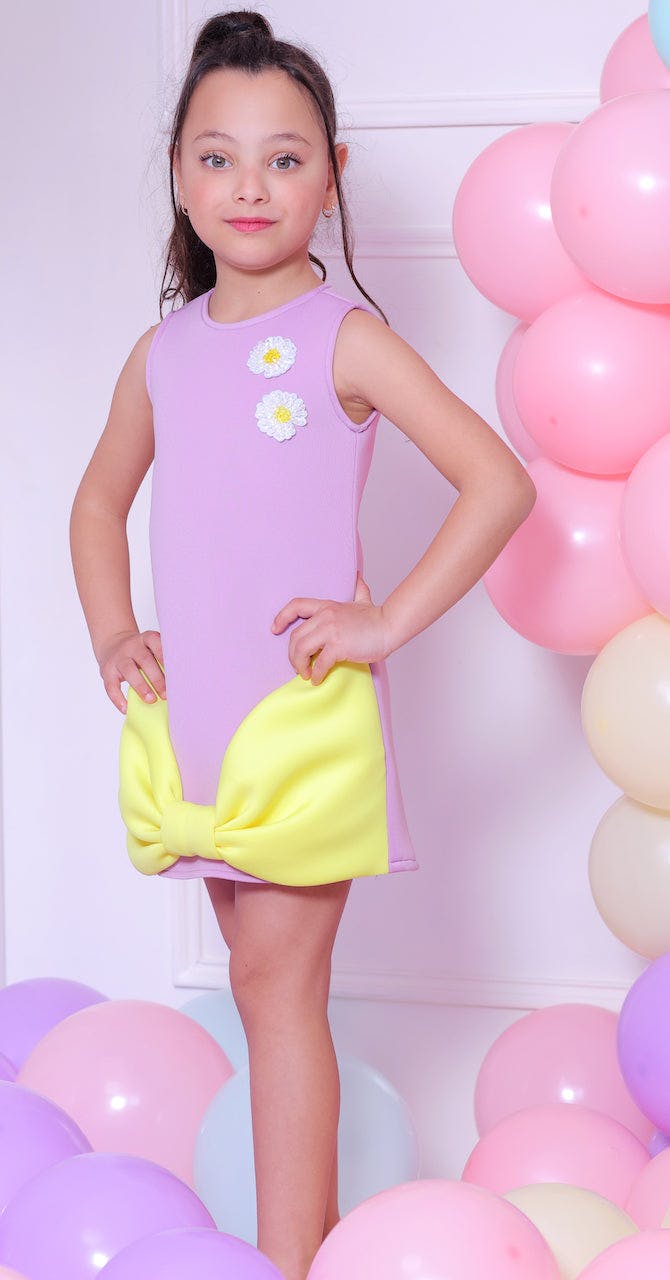Lilac Fiona Sleeveless Bow Dress