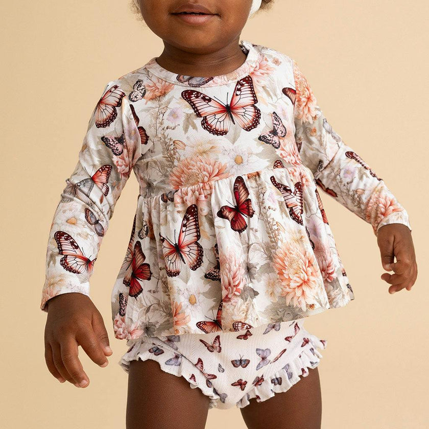 Leanne Peplum Ruffled Pointelle Bummie Set