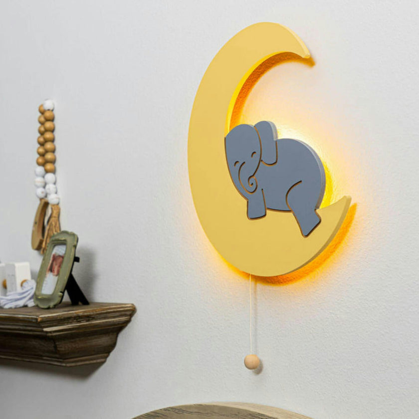 LumiDreams Wall Light - Kid's Decor Nightlight Elephant on Moon