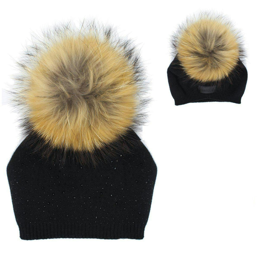 Knit Wool Faux Fur Pom Pom Hat