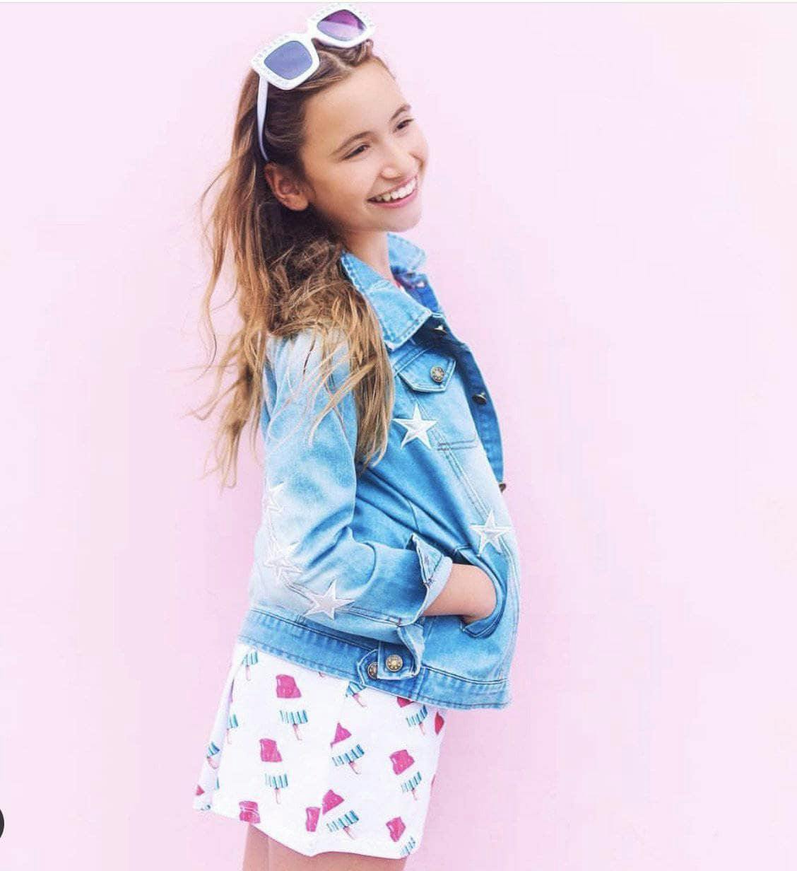 Star Leather Patched Denim Jacket